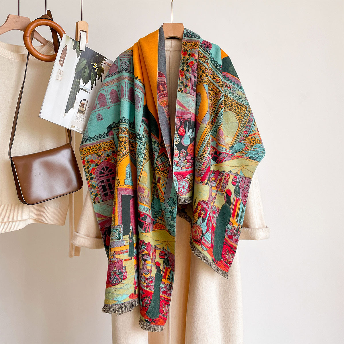 Pashmina Wrap Large - Women Imitation Cashmere Scarf Reversible Kerchief
