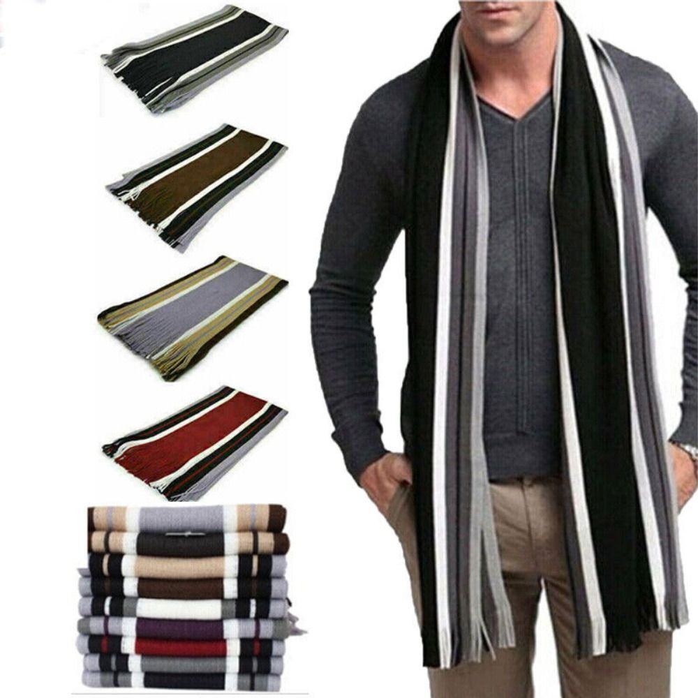 Cashmere Men Striped Scarf Fas - Muffler Men Wool review and price