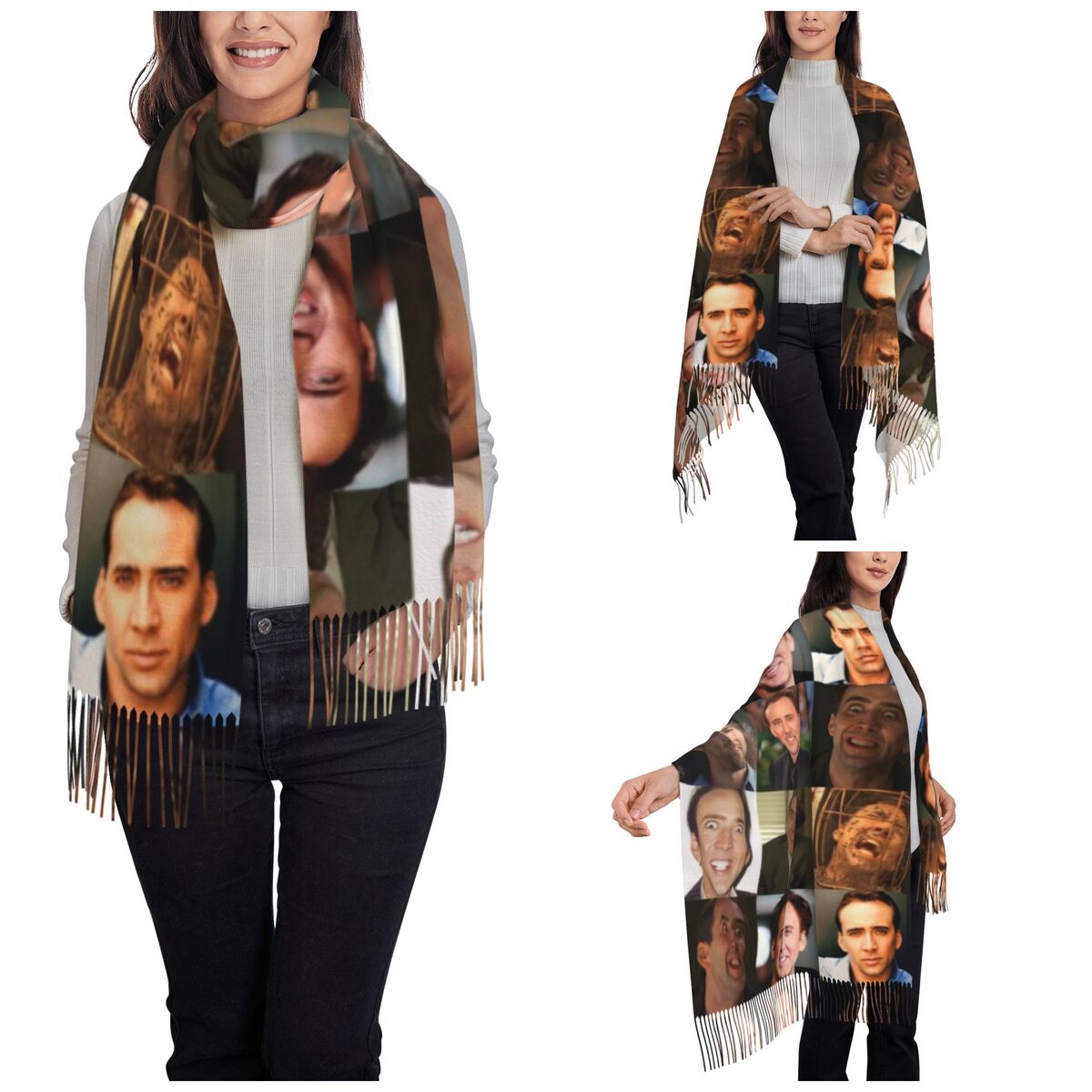 Nicolas Cage Funny Face Meme S - Pashmina Wrap Large review and price