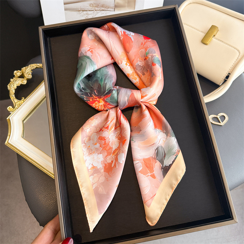 2026 New Floral Print Silk Squ - Ascot Neck Scarf review and price