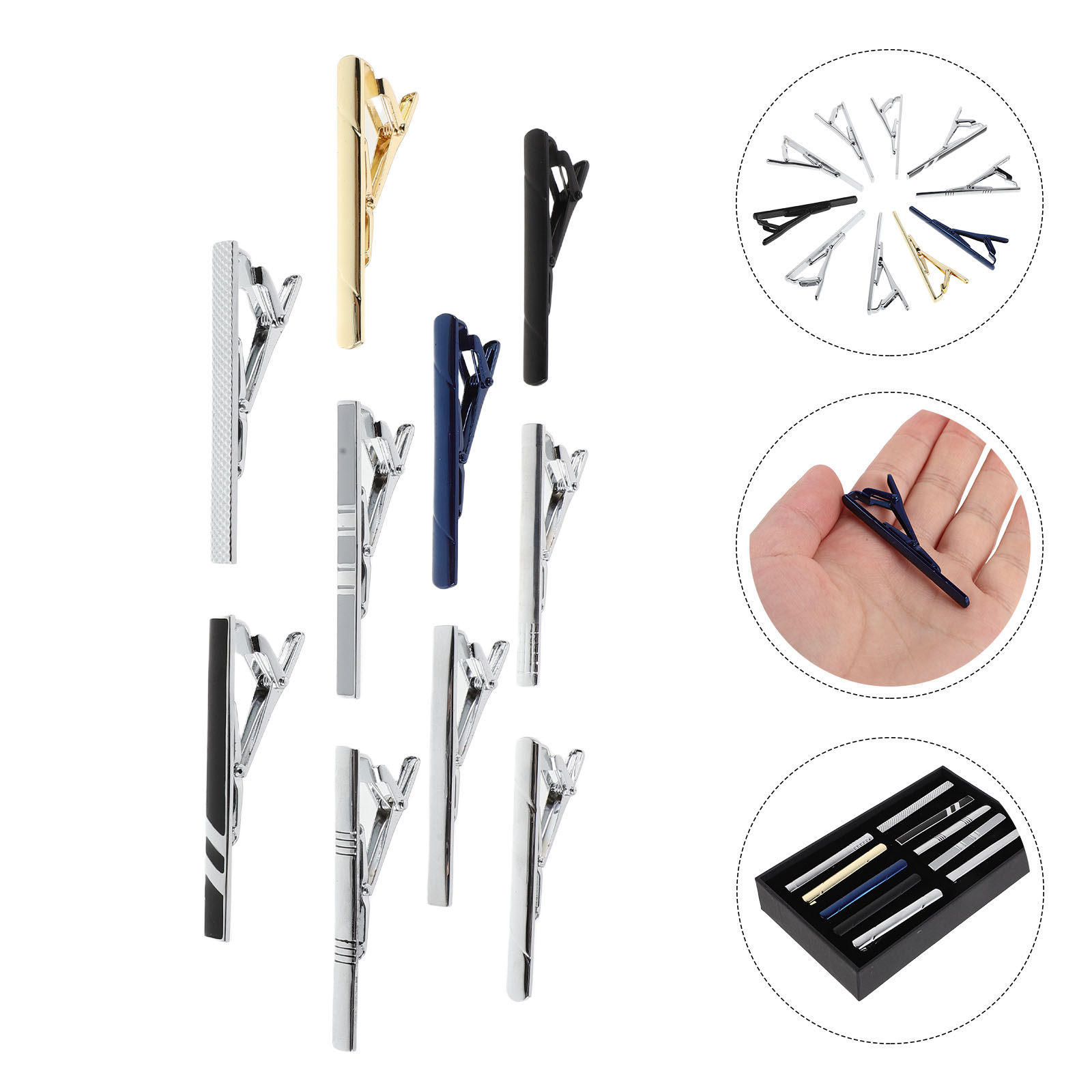 10Pcs Tie Clip Set for Men Bus - Tie Bar Set Gift review and price