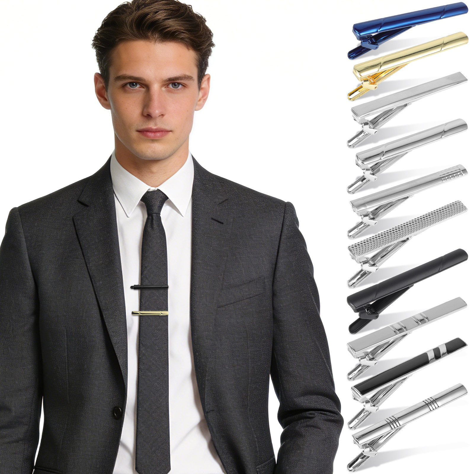 10Pcs Tie Clip Set for Men Bus - Tie Bar Set Gift review and price