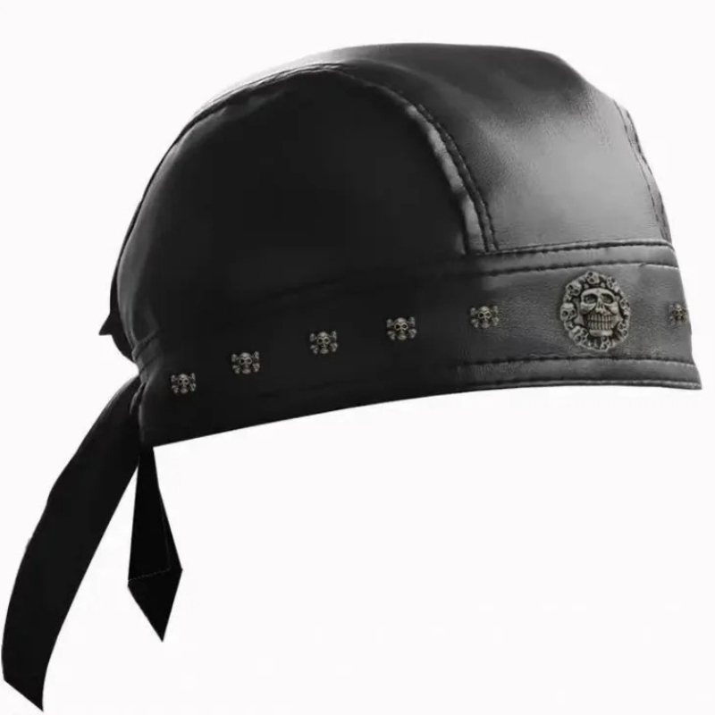 PU Leather Black Biker Adjusta - Bandana Doo Rag review and price