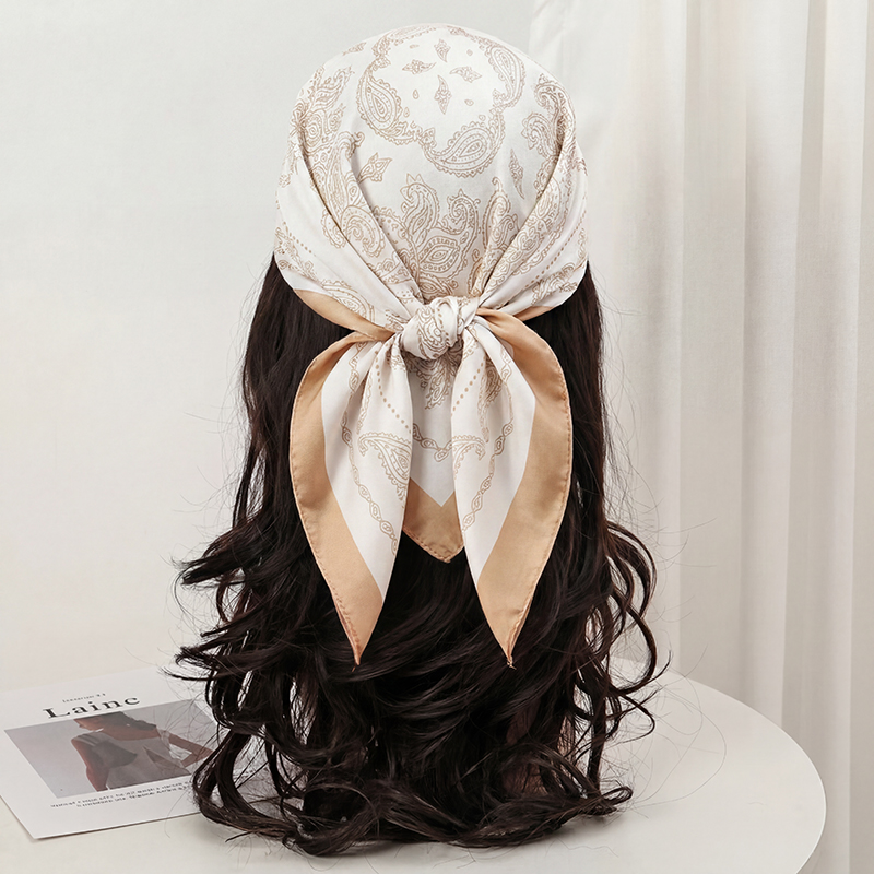 Vintage Beige Paisley Print Sq - Scarf Silk Square review and price