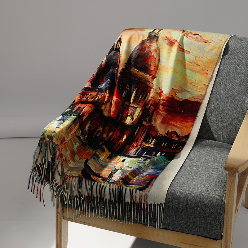 Luxury Brand Oil Painting Cash - Woven Scarf Blanket review and price