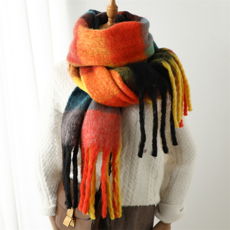 New Autumn Winter Grid Scarf W - Muffler Men Wool review and price