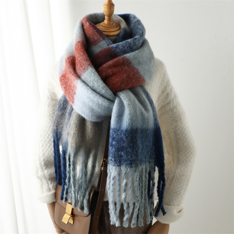 New Autumn Winter Grid Scarf W - Muffler Men Wool review and price